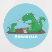 Cute dragons roasting marshmallows cartoon labels (Design 2)