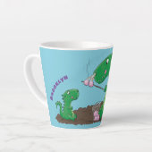 Cute dragons roasting marshmallows cartoon latte mok (Linkerhoek)