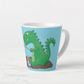 Cute dragons roasting marshmallows cartoon latte mok (Rechterhoek)