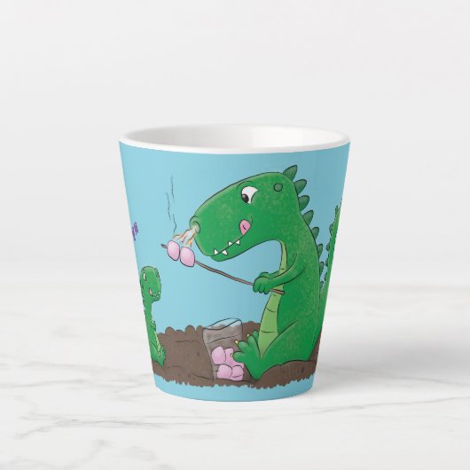Cute dragons roasting marshmallows cartoon latte mok (Voorkant)