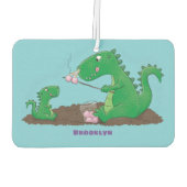 Cute dragons roasting marshmallows cartoon luchtverfrisser (Achterkant)