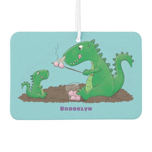 Cute dragons roasting marshmallows cartoon luchtverfrisser (Voorkant)