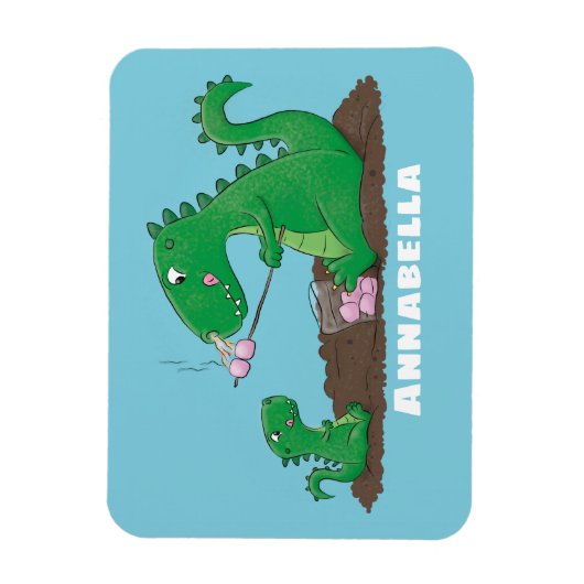 Cute dragons roasting marshmallows cartoon magneet (Verticaal)