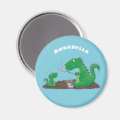 Cute dragons roasting marshmallows cartoon magneet (Voorkant / Achterkant)