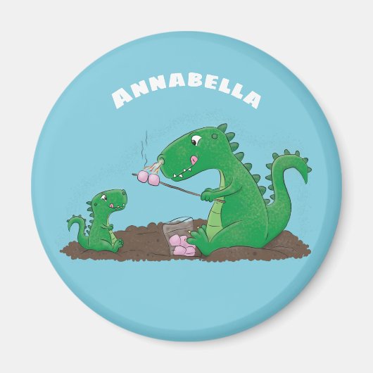 Cute dragons roasting marshmallows cartoon magneet (Voorkant)