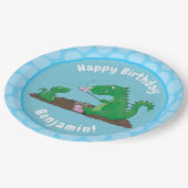 Cute dragons roasting marshmallows cartoon papieren bordje (Gekanteld)