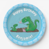 Cute dragons roasting marshmallows cartoon papieren bordje (Voorkant)