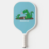Cute dragons roasting marshmallows cartoon pickleball paddle (Achterkant)