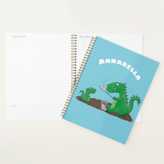 Cute dragons roasting marshmallows cartoon planner (Display)
