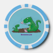 Cute dragons roasting marshmallows cartoon poker chips (Voorkant)