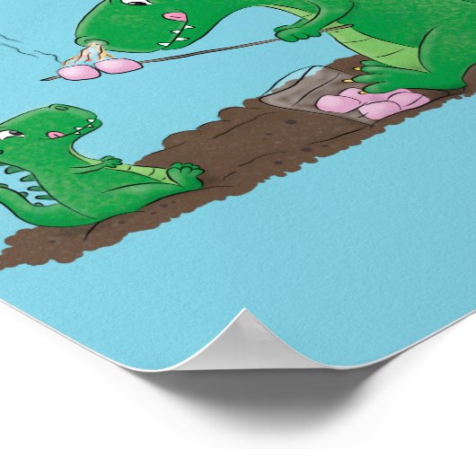 Cute dragons roasting marshmallows cartoon poster (Hoek)