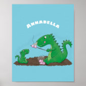 Cute dragons roasting marshmallows cartoon poster (Voorkant)