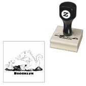 Cute dragons roasting marshmallows cartoon rubberstempel (Gestempeld)