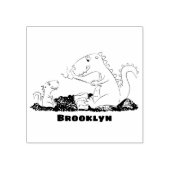 Cute dragons roasting marshmallows cartoon rubberstempel (Afrduk)