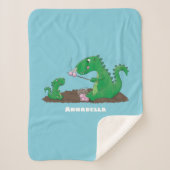 Cute dragons roasting marshmallows cartoon sherpa deken (Voorkant)