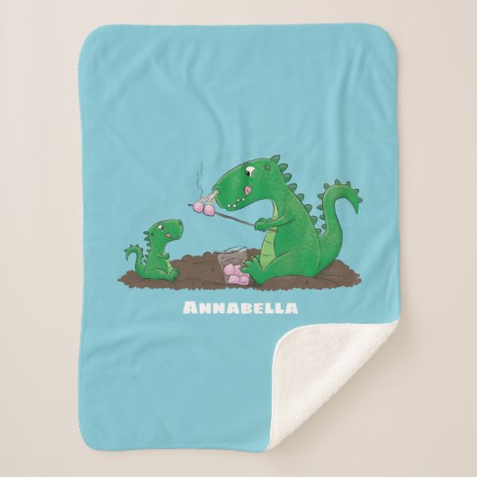 Cute dragons roasting marshmallows cartoon sherpa deken (Voorkant)