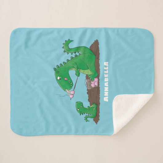 Cute dragons roasting marshmallows cartoon sherpa deken (Voorkant (horizontaal))