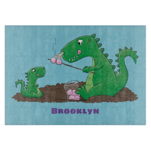 Cute dragons roasting marshmallows cartoon snijplank (Voorkant)
