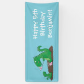 Cute dragons roasting marshmallows cartoon spandoek (Verticaal)