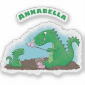 Cute dragons roasting marshmallows cartoon sticker (Voorkant)