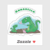 Cute dragons roasting marshmallows cartoon sticker (Vel)