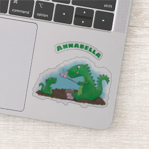 Cute dragons roasting marshmallows cartoon sticker