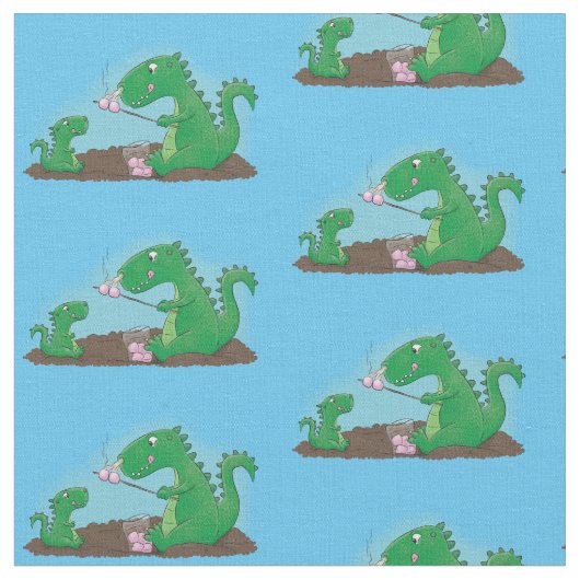 Cute dragons roasting marshmallows cartoon stof (Close Up)