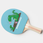 Cute dragons roasting marshmallows cartoon tafeltennisbatje (Zijkant)