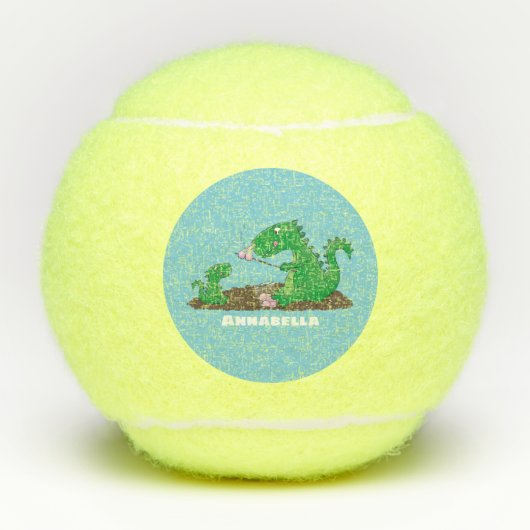 Cute dragons roasting marshmallows cartoon tennisballen (Voorkant)