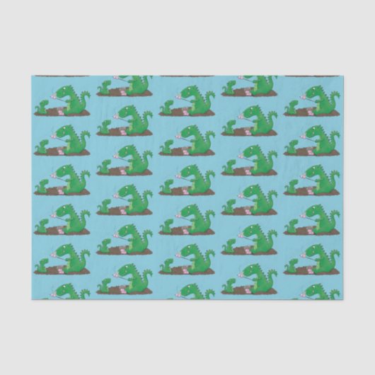 Cute dragons roasting marshmallows cartoon tissuepapier (Voorkant)