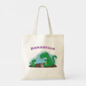 Cute dragons roasting marshmallows cartoon tote bag (Achterkant)
