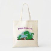 Cute dragons roasting marshmallows cartoon tote bag (Voorkant)