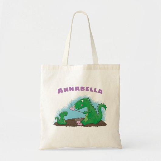 Cute dragons roasting marshmallows cartoon tote bag (Voorkant)