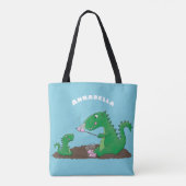 Cute dragons roasting marshmallows cartoon tote bag (Achterkant)