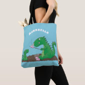 Cute dragons roasting marshmallows cartoon tote bag (Dichtbij)