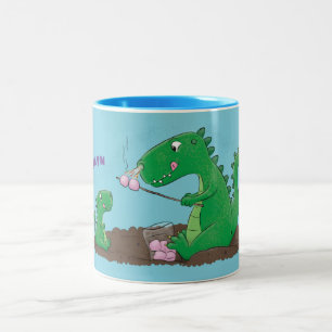 Cute dragons roasting marshmallows cartoon tweekleurige koffiemok