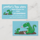 Cute dragons roasting marshmallows cartoon visitekaartje (Voorkant / Achterkant)