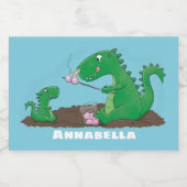 Cute dragons roasting marshmallows cartoon voedselcontainer etiket (Enkel label)