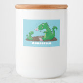 Cute dragons roasting marshmallows cartoon voedselcontainer etiket (Voorkant)