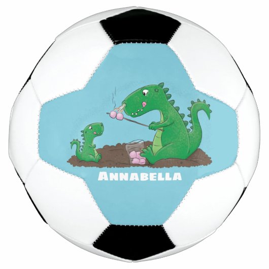 Cute dragons roasting marshmallows cartoon voetbal (Voorkant)