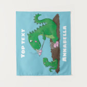 Cute dragons roasting marshmallows cartoon wandkleed (Voorkant)