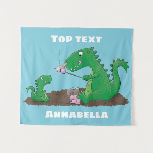 Cute dragons roasting marshmallows cartoon wandkleed (Voorkant (horizontaal))