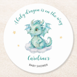 Cute Draken Baby Shower Ronde Kartonnen Onderzetter