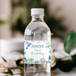 Cute Draken Jongen Verjaardag Waterfles Label Etiket