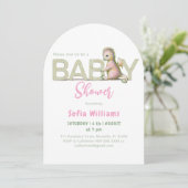 Cute draken uitnodiging voor babyshower. (Staand voorkant)