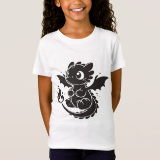 Cute Drakon Minimalistische Zwarte Illustratie T-s T-shirt