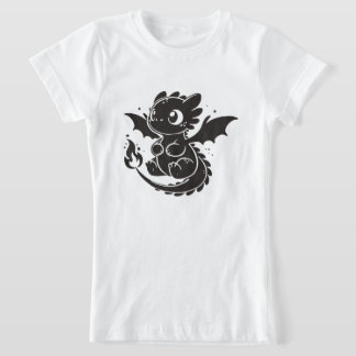 Cute Drakon Minimalistische Zwarte Illustratie T-s T-shirt