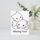 Cute Drawing of Boy and Girl Kitten in Love Briefkaart (Staand voorkant)