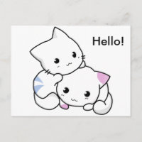 Cute Drawing of Boy and Girl Kitten in Love