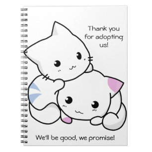 Cute Drawing of Boy and Girl Kitten in Love Notitieboek